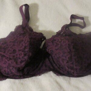 Victoria's Secret Body By Victoria Lined Demi Purple Lace Bra 34DDD USED